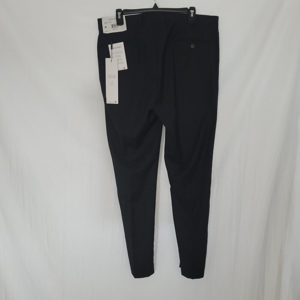 Calvin Klein Mens Black Slim-Fit Performance Dress Pants Size 36W 32L - Picture 2 of 11
